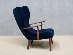  Madsen Schubell Madsen Schubell Pragh Armchair in Navy Pierre Frey Velvet Denmark 1950s - 4492569