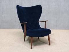  Madsen Schubell Madsen Schubell Pragh Armchair in Navy Pierre Frey Velvet Denmark 1950s - 4492572