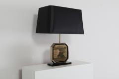  Maho Design Hollywood Regency Table Lamp in 24 Karat Gold and Brass Etched Artwork by Maho - 939662