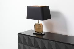  Maho Design Hollywood Regency Table Lamp in 24 Karat Gold and Brass Etched Artwork by Maho - 939664