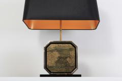  Maho Design Hollywood Regency Table Lamp in 24 Karat Gold and Brass Etched Artwork by Maho - 939671