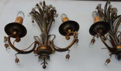  Maison Bagu s 1950 1970 Pair of Sconces with Pineapple Leaves in the Style of Maison Bagu s - 2446450
