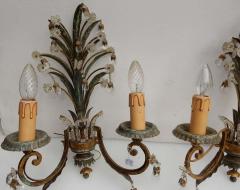  Maison Bagu s 1950 1970 Pair of Sconces with Pineapple Leaves in the Style of Maison Bagu s - 2446453