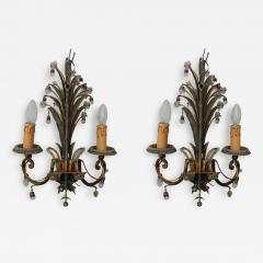  Maison Bagu s 1950 1970 Pair of Sconces with Pineapple Leaves in the Style of Maison Bagu s - 2450818