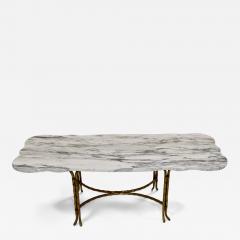  Maison Bagu s 1950s Maison Bagues Gilt Bronze Coffee Table With Carrara Marble Top - 3263068