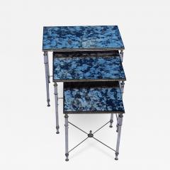  Maison Bagu s 1970 Nesting Side Tables Silvered Metal in the Style of Maison Bagu s - 2526568