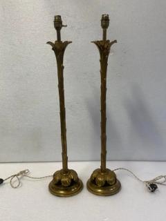  Maison Bagu s 1970 Pair Of Bronze Lamps Maison Bagu s Decor Palm Tree H 68 14 cm - 3605198