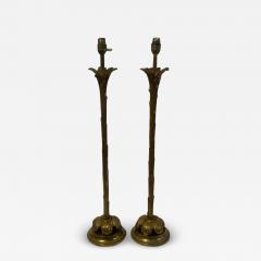  Maison Bagu s 1970 Pair Of Bronze Lamps Maison Bagu s Decor Palm Tree H 68 14 cm - 3610200