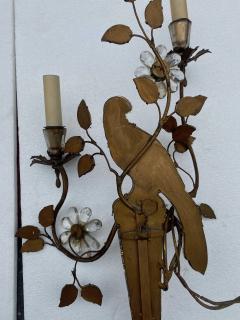  Maison Bagu s 1970 Pair Of Wall Lights With Parakeet Placed On A Sheath Maison Bagu s - 2311260
