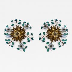  Maison Bagu s 1970 Pair of Ceiling Lights or Sconces with Flowers and Leaves Maison Bagu s - 2526560