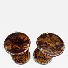  Maison Bagu s 1970 Pair of Maison Bagu s Pedestal Tables Bamboo Decor in Gilt Bronze - 4379002