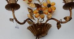  Maison Bagu s 1970 Pair of Wall Lamp in the Style of Maison Bagu s with Orange Color Flowers - 2392794