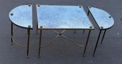  Maison Bagu s 1970s Tripartite Bronze Table Aged Oxidized Mirror Top Bagu s Style - 4820791