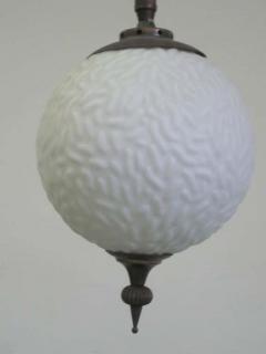  Maison Bagu s 2 Italian Modern Neoclassical Brass Milk Glass Ball Pendants Flush Mounts - 1723099
