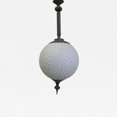  Maison Bagu s 2 Italian Modern Neoclassical Brass Milk Glass Ball Pendants Flush Mounts - 1724875