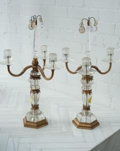  Maison Bagu s Antique Pair of Maison Bagu s Rock Crystal Candelabras - 2246382