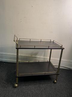  Maison Bagu s BRASS BAMBOO BAR CART WITH BLACK DOUBLE TIERS IN THE STYLE OF MAISON BAGUES - 4318500