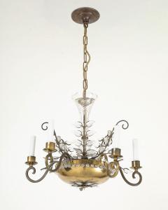  Maison Bagu s Brass and Glass Chandelier by Maison Bagues France c 1930 - 4502929