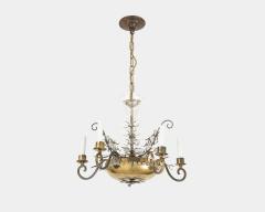  Maison Bagu s Brass and Glass Chandelier by Maison Bagues France c 1930 - 4504350
