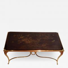  Maison Bagu s Coffee Table Tray Lacquer of China Style Maison Bagu s in Gilded Bronze - 2349614