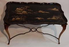  Maison Bagu s Coffee Table Tray Lacquer of China Style Maison Bagu s in Gilded Bronze - 2346619