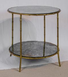  Maison Bagu s Eglomise Mirrored Gilt Frame Faux Bamboo Side Table - 2964070