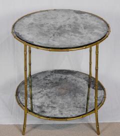  Maison Bagu s Eglomise Mirrored Gilt Frame Faux Bamboo Side Table - 2964071