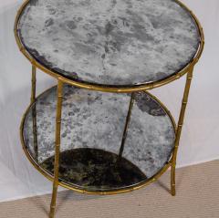  Maison Bagu s Eglomise Mirrored Gilt Frame Faux Bamboo Side Table - 2964073