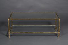  Maison Bagu s Faux Bamboo Brass and Glass Coffee Table - 3712449