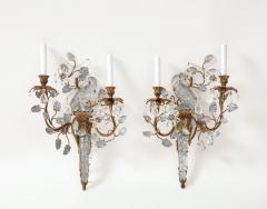  Maison Bagu s Four Large Vintage Rock Crystal Bagues Bird Rock Crystal Sconces - 2932625