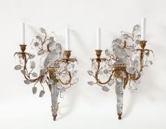  Maison Bagu s Four Large Vintage Rock Crystal Bagues Bird Rock Crystal Sconces - 2932626