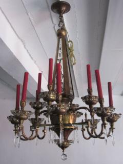  Maison Bagu s French Brass Crystal and Mirror Chandelier by Maison Bagu s Paris 1925 - 1696131