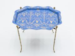 Maison Bagu s French Maison Bagu s bronze blue tray table 1960 - 1328423