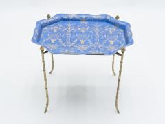  Maison Bagu s French Maison Bagu s bronze blue tray table 1960 - 1328431