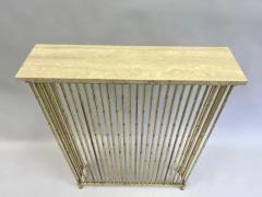  Maison Bagu s French Mid Century Brass Faux Bamboo Travertine Console by Maison Bagues - 3673278