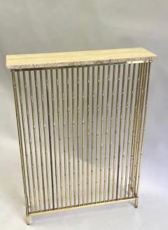  Maison Bagu s French Mid Century Brass Faux Bamboo Travertine Console by Maison Bagues - 3673287