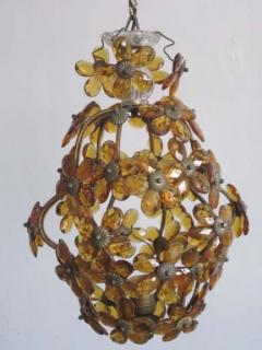  Maison Bagu s French Mid Century Cut Amber Crystal Floral Pendant Chandelier Maison Bague s - 1799965