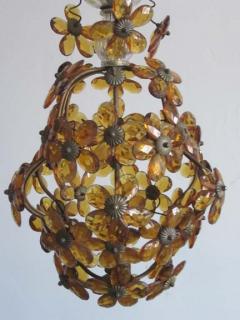  Maison Bagu s French Mid Century Cut Amber Crystal Floral Pendant Chandelier Maison Bague s - 1799966