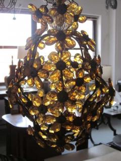  Maison Bagu s French Mid Century Cut Amber Crystal Floral Pendant Chandelier Maison Bague s - 1799968