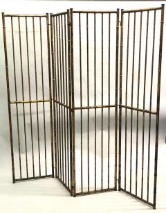  Maison Bagu s French Mid Century Modern Neoclassical Faux Bamboo Gilt Iron Screen by Bagues - 1695989