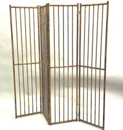  Maison Bagu s French Mid Century Modern Neoclassical Faux Bamboo Gilt Iron Screen by Bagues - 1695990