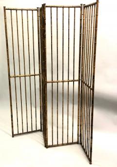  Maison Bagu s French Mid Century Modern Neoclassical Faux Bamboo Gilt Iron Screen by Bagues - 1696005