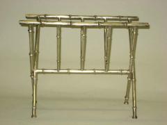  Maison Bagu s French Mid Century Modern Nickeled Brass Faux Bamboo Magazine Stand by Bagues - 1787670