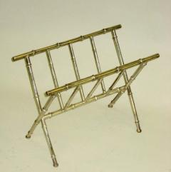  Maison Bagu s French Mid Century Modern Nickeled Brass Faux Bamboo Magazine Stand by Bagues - 1787671