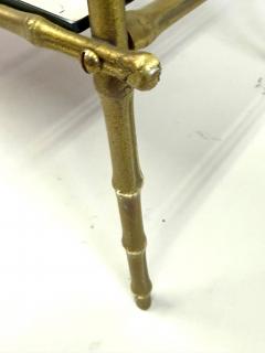  Maison Bagu s French Midcentury Brass Faux Bamboo Patinated Mirror Side Table Maison Bagues - 4401838