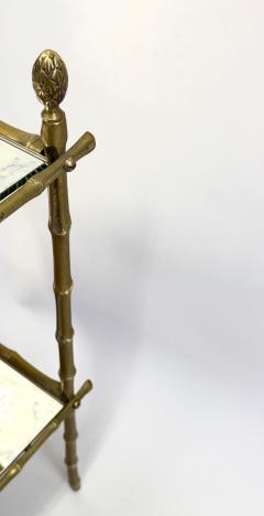  Maison Bagu s French Midcentury Brass Faux Bamboo Patinated Mirror Side Table Maison Bagues - 4401841
