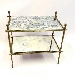  Maison Bagu s French Midcentury Brass Faux Bamboo Patinated Mirror Side Table Maison Bagues - 4401842