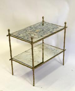  Maison Bagu s French Midcentury Brass Faux Bamboo Patinated Mirror Side Table Maison Bagues - 4401843