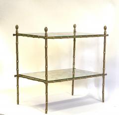  Maison Bagu s French Midcentury Brass Faux Bamboo Patinated Mirror Side Table Maison Bagues - 4401844