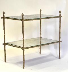 Maison Bagu s French Midcentury Brass Faux Bamboo Patinated Mirror Side Table Maison Bagues - 4401845
